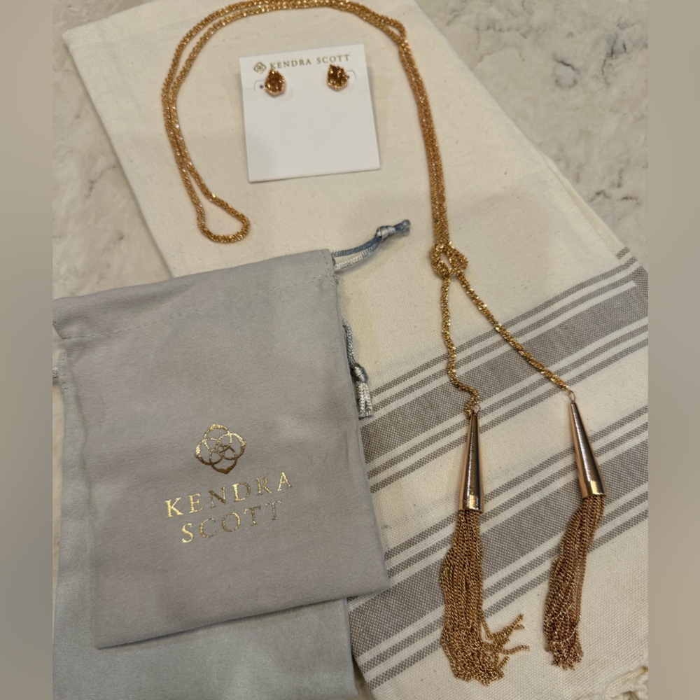 #7. Gift 🎁 NWOT Kendra Scott Rose Gold set Phara lariat and Tessa drusy